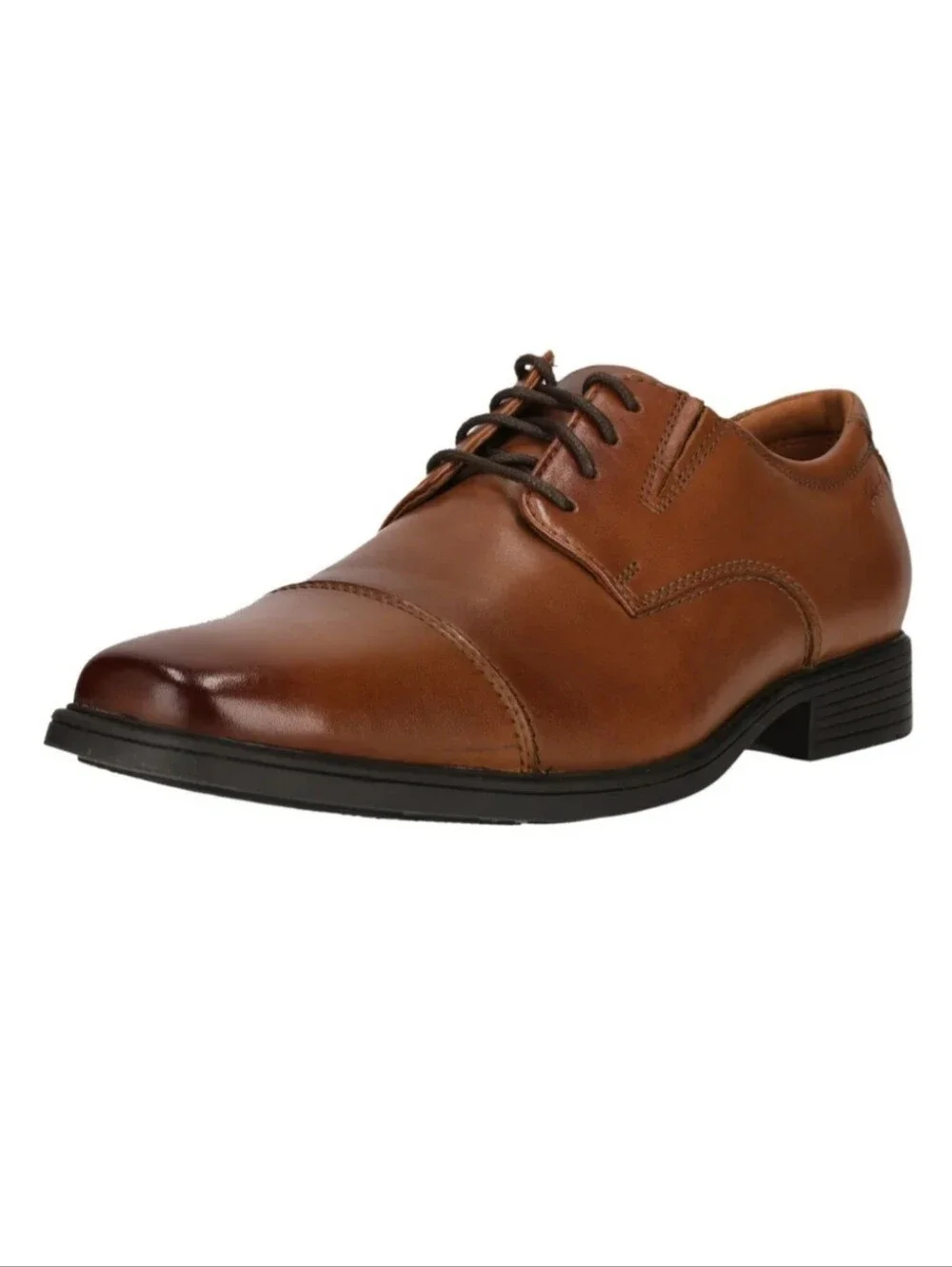 Clarks Men's Tilden Cap Oxford Flat Dark Tan Lea Size 13 Dress Shoe